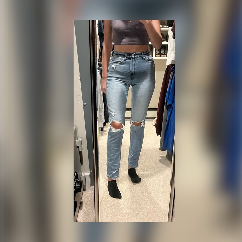 American Eagle mom jean 0 long